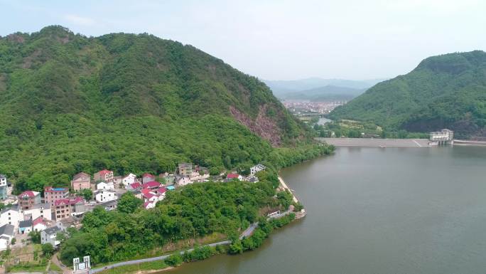 航拍绍兴诸暨布谷湖全景