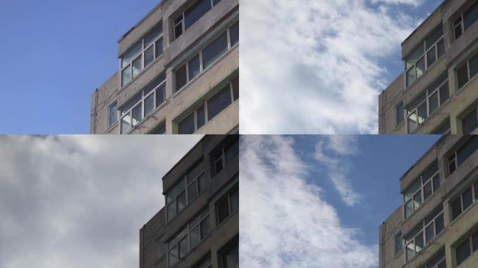 城市楼宇、云层移动、云彩延时摄影