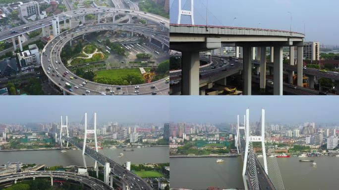 上海南浦大桥魔幻转盘大气航拍