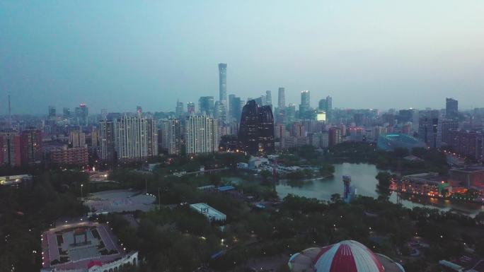 北京朝阳公园航拍素材cbd朝