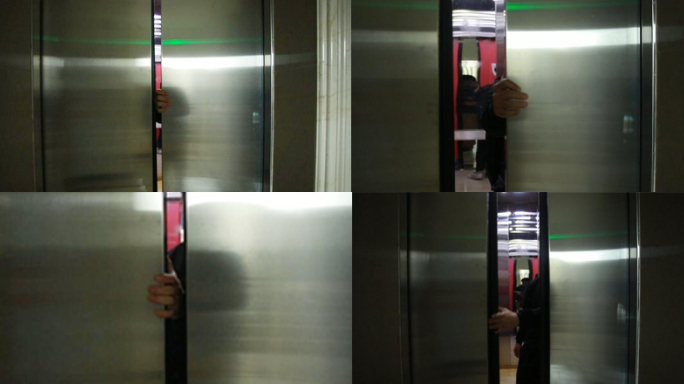 扒电梯门突然扒开的电梯门恐怖惊悚惊吓紧张