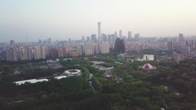 北京朝阳公园航拍素材cbd朝