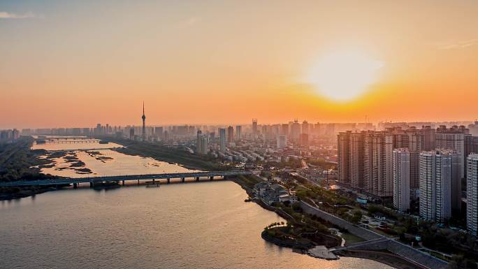 洛阳城市日转夜航拍延时