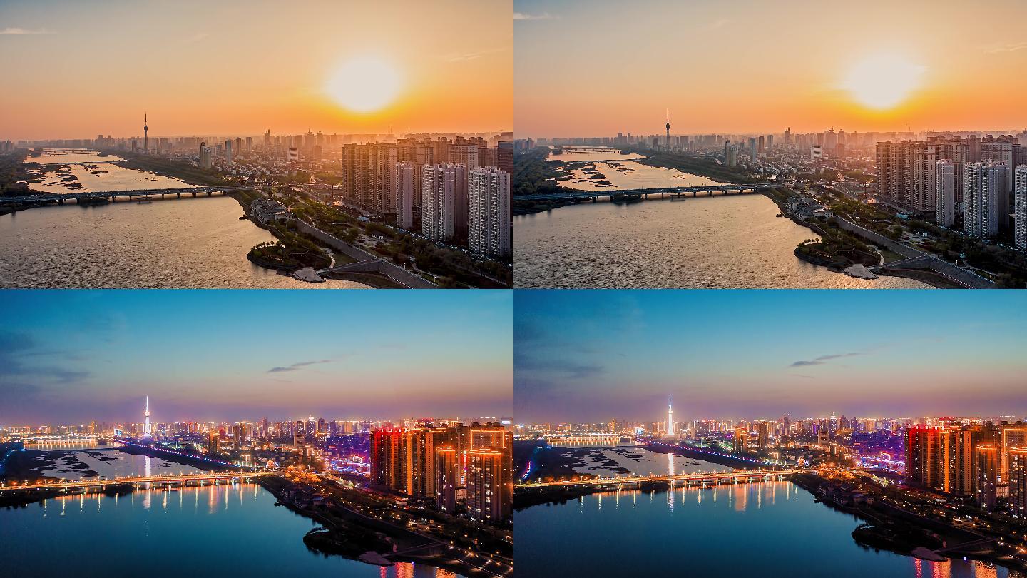 洛阳城市日转夜航拍延时