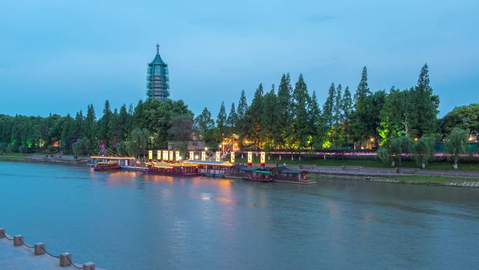 南京秦淮河大报恩寺日转夜延时