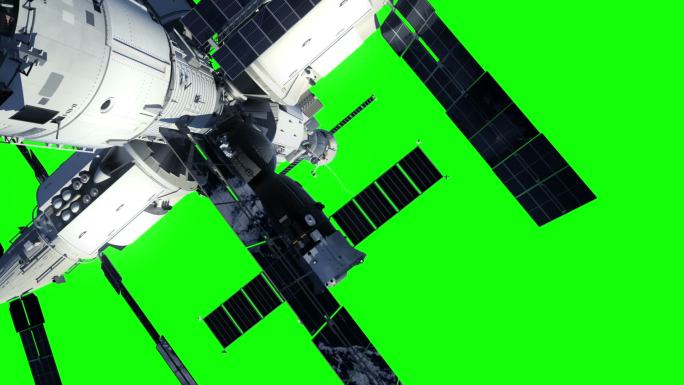 空间站和宇航员，绿屏