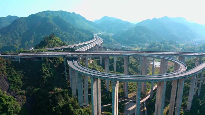 4k湘西高速公路立交桥航拍
