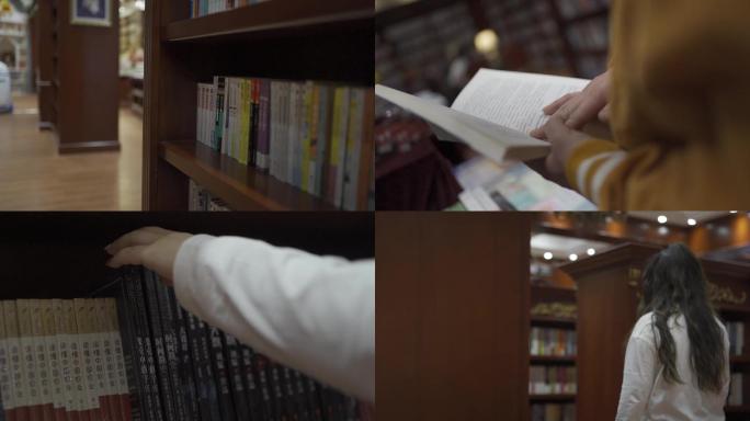 看书镜头实拍图书馆看书男生女生看书素材