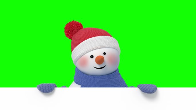 滑稽的戴圣诞帽的雪人