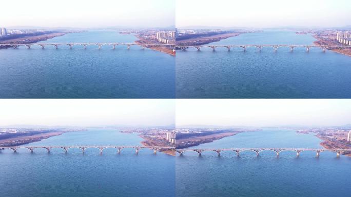 航拍江西吉安吉水赣江大桥