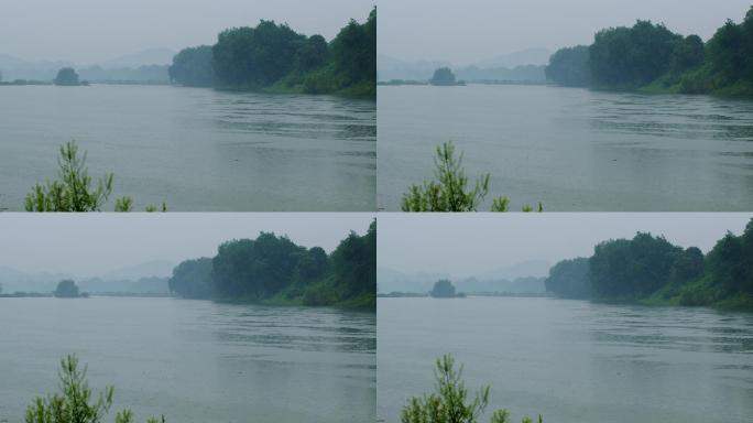 6K雨中河面河道雨滴01