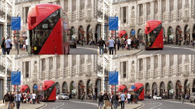 伦敦街头街景人流车流行人生活节奏实拍视频