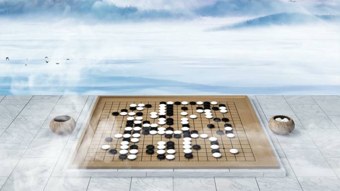 五子棋棋盘特写意境对弈