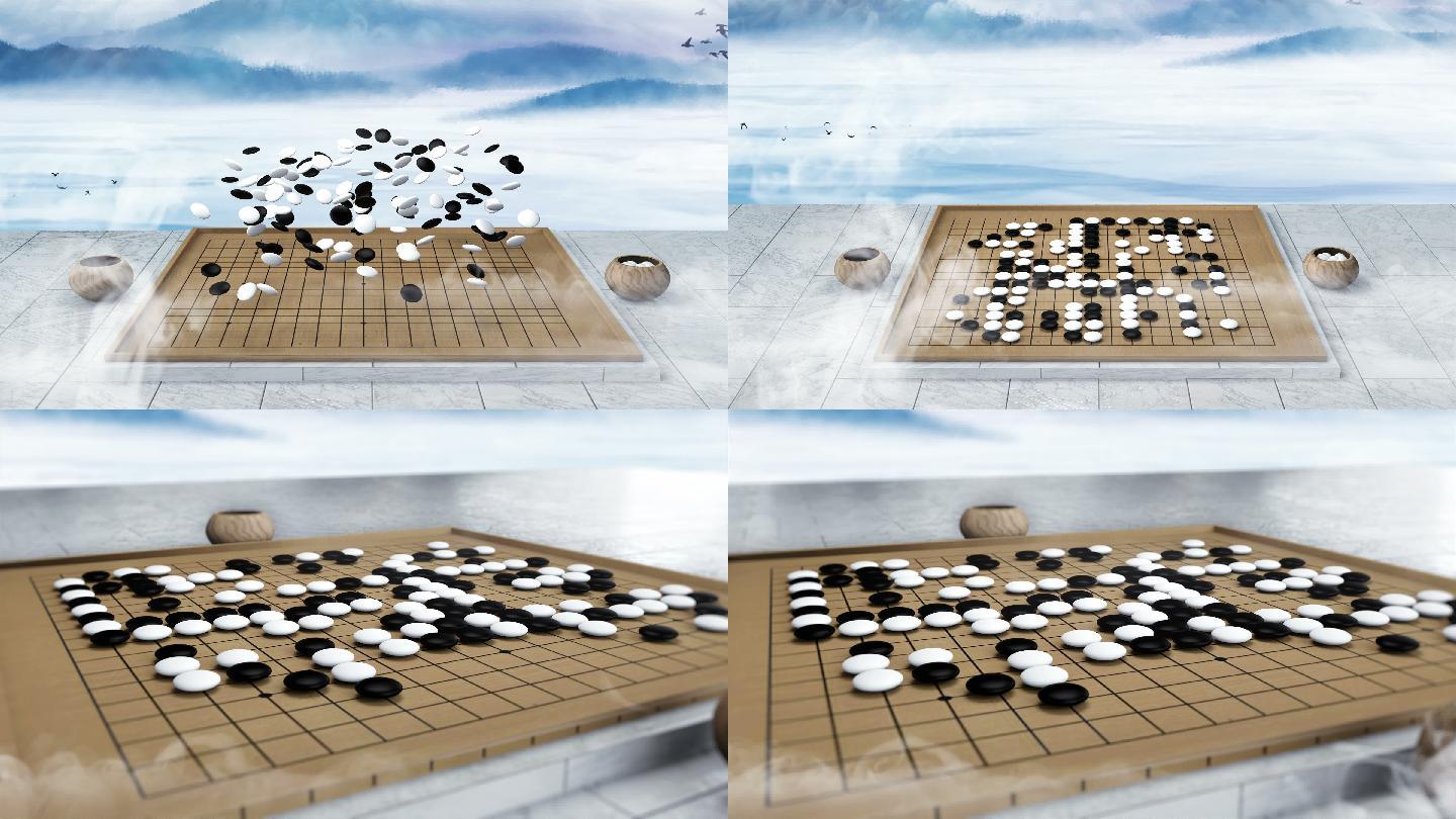 五子棋棋盘特写意境对弈