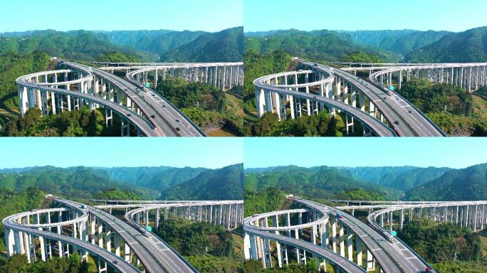 4K湘西高速公路立交桥航拍