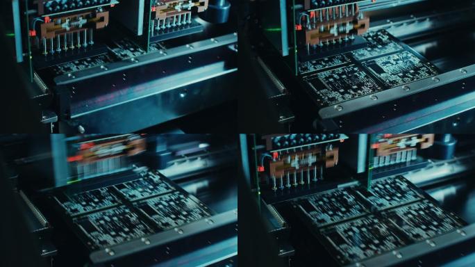 工作中的工厂机器芯片制造光刻机电路板芯片