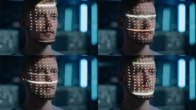 面部识别扫描人工智能UI科技屏云计算人脸