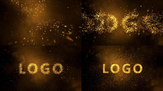金色星空粒子汇聚logo视频