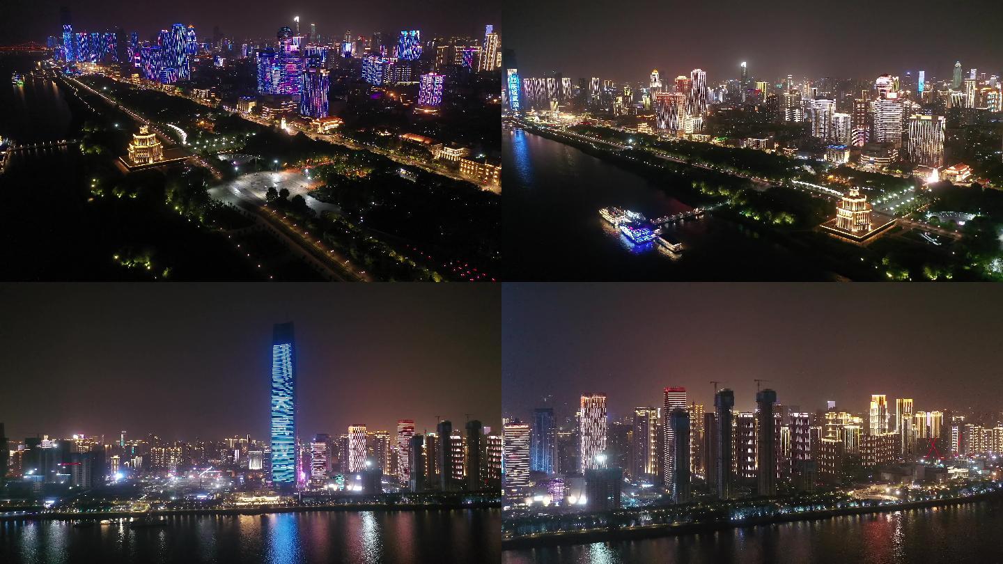 武汉江滩夜景实拍素材