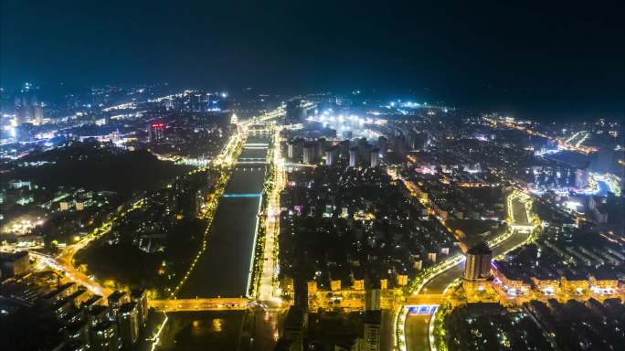 航拍杭州临安城市全景延时摄影