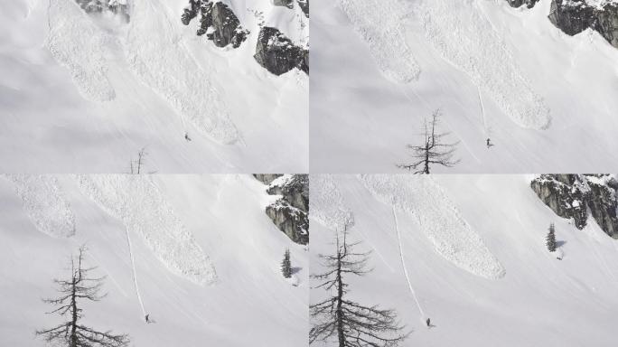 滑雪者逃过雪崩