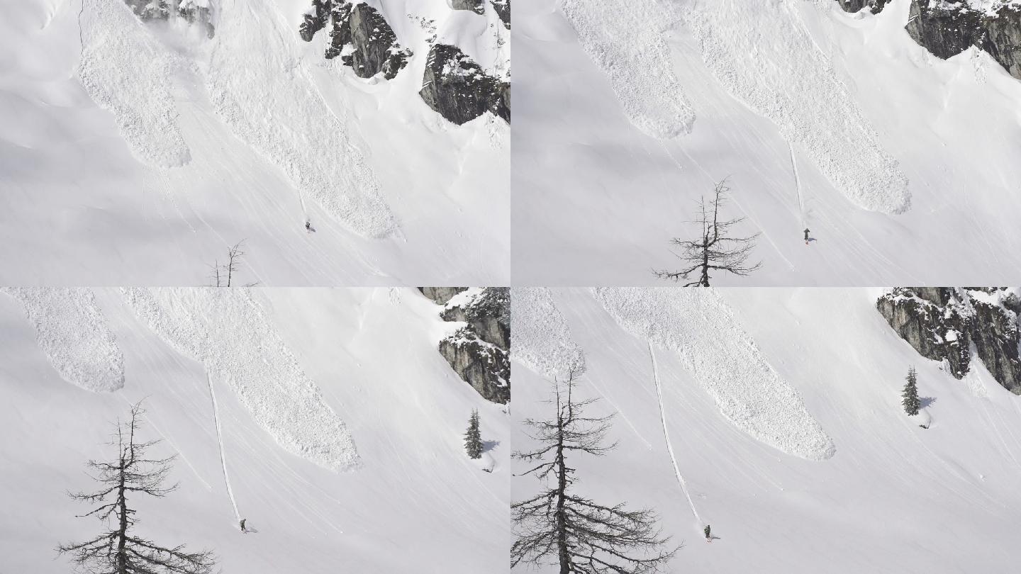 滑雪者逃过雪崩