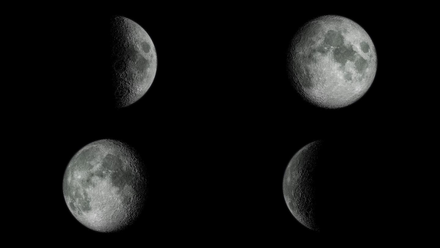 月球旋转三维动画月球表面视频素材