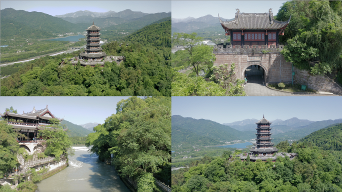 初夏季节航拍都江堰景区