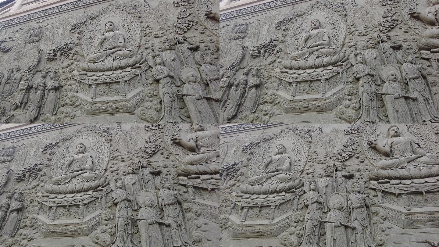 佛教雕塑墙4K实拍