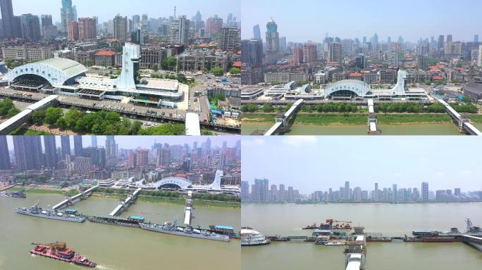 航拍武汉港口码头