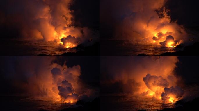 夏威夷活火山喷发熔岩