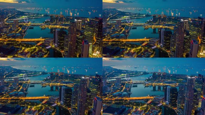日出时分新加坡商业区夜景