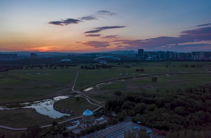 原创-包头赛汗塔拉城中草原日出延时