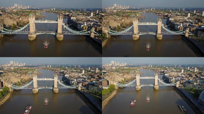 伦敦塔桥的鸟瞰图桥建结构伦敦河流