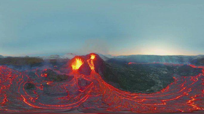 360度VR航拍火山喷发
