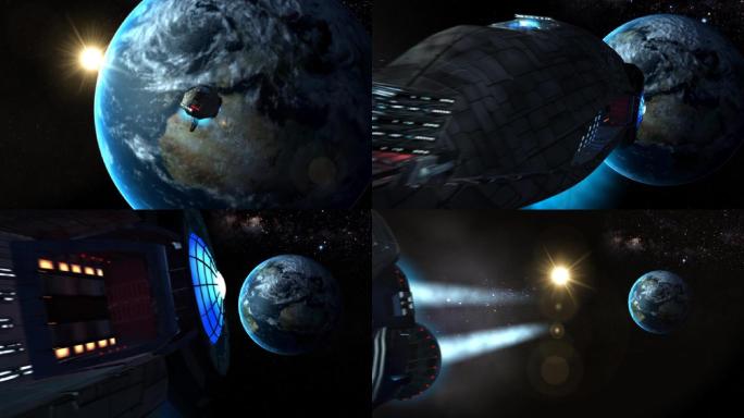 科幻宇宙飞船视频素材浩瀚星空空间站