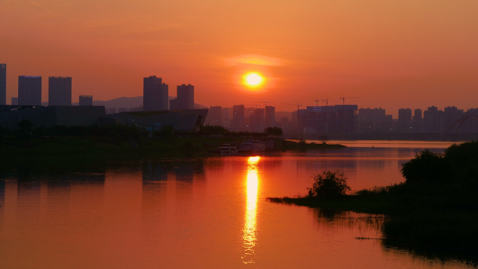 【4K原创】日出延时长沙湘江浏阳河