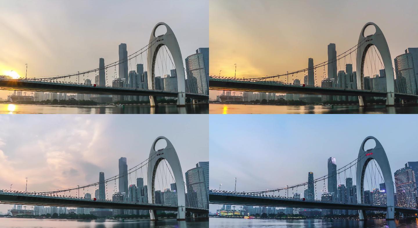 广州珠江新城日转夜延时摄影4K