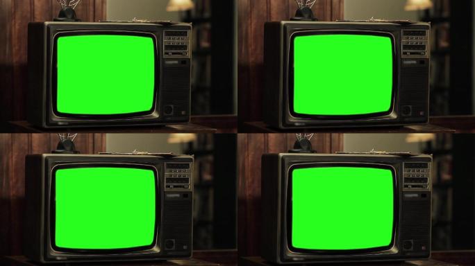 绿色屏幕的老式电视机