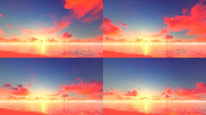 梵高和夕阳油画感印象