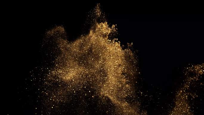 闪烁的金色粒子，黑背景
