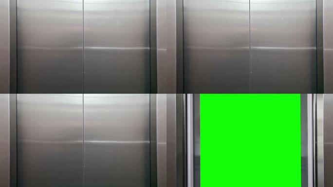 电梯打开，绿屏电梯门开绿幕抠像合成电梯开
