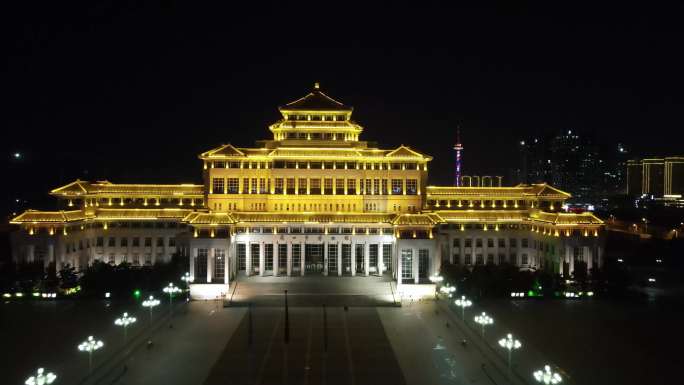 周口夜景新市圈航拍兴旺塔体育馆博物馆