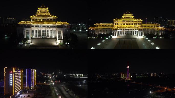 周口夜景新市圈航拍兴旺塔体育馆博物馆