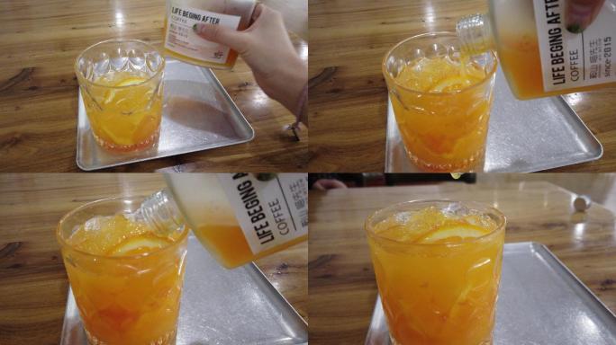 实拍倒橙汁