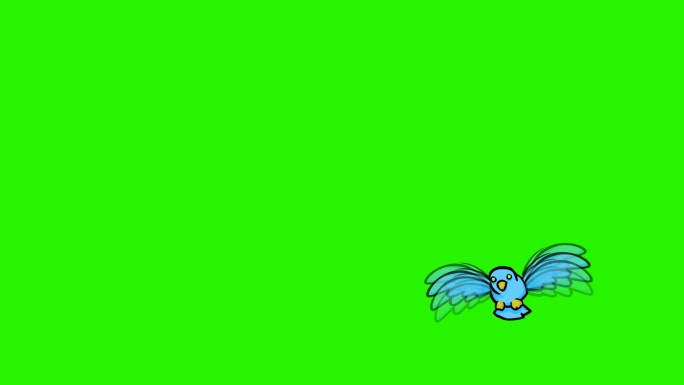 蓝色卡通小鸟绿屏