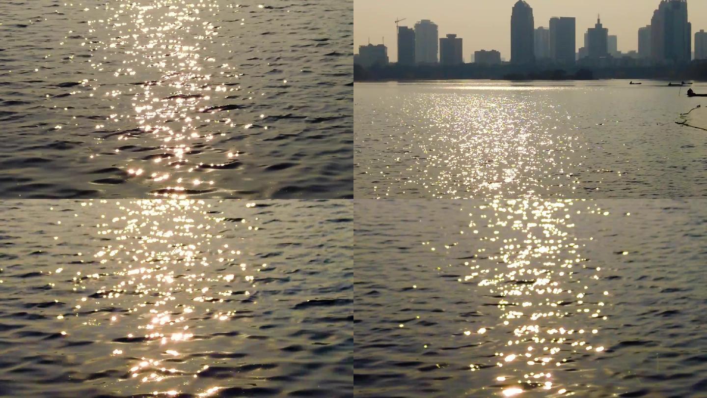 4K波光粼粼的日出水面海面视频特效素材-千库网