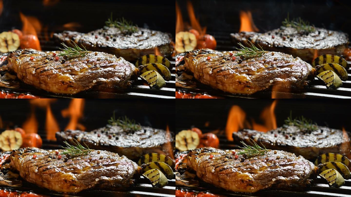 烤肉/牛排配蔬菜战斧食材明火烤制进口食材
