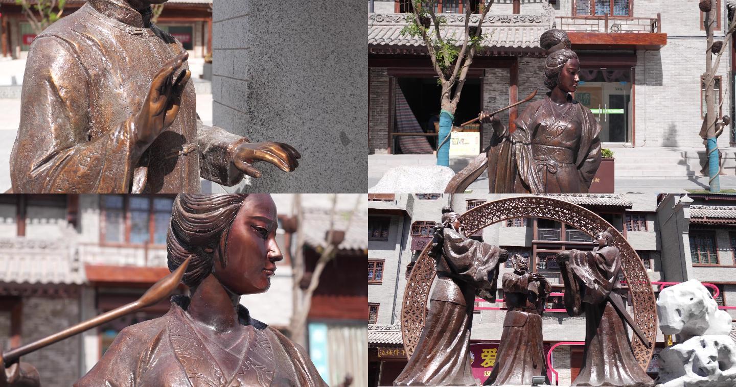 步行街铜人雕塑