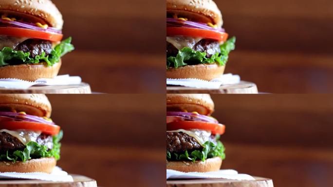 汉堡旋转美食高热量卡路里减肥增肥